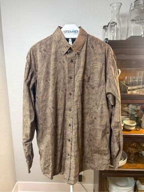 Cinch Brown Paisley Western Button Down Shirt  100% Cotton Size L